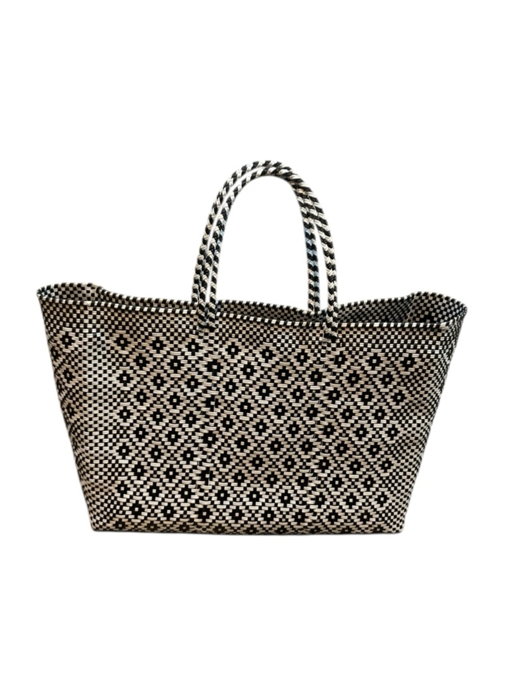 Source Unknown Black and White Geometric Woven Tote - Picture 4 of 9